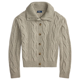 Polo Ralph Lauren Wool-Cashmere Funnelneck Cardigan, Light Vintage Heather 